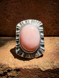 Image 2 of WL&A Handmade Old Style Sterling Silver Pink Opal Signet Ring