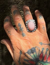 Image 3 of WL&A Handmade Old Style Sterling Silver Pink Opal Signet Ring
