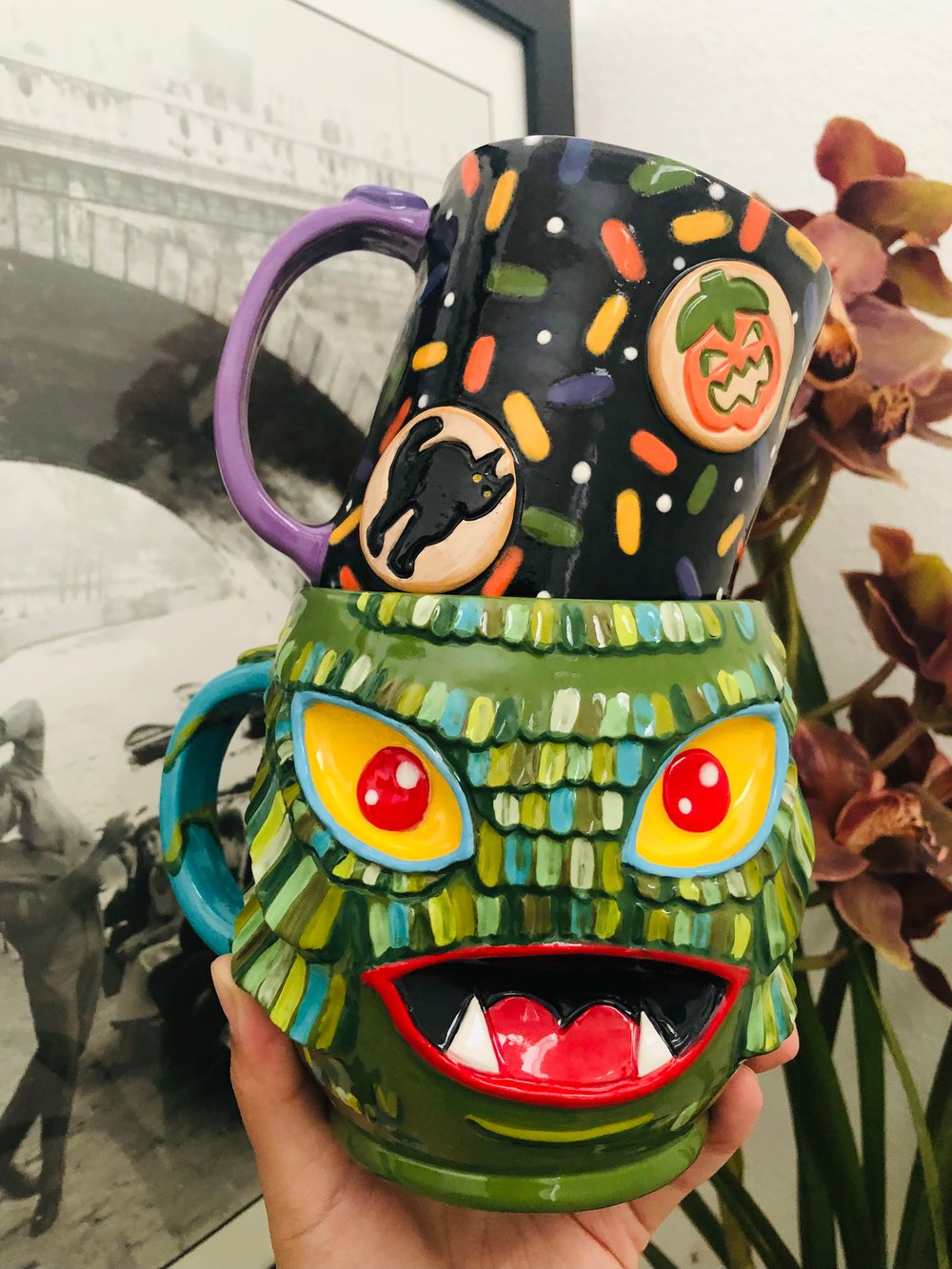 Image of Reserved for Sho! Kikusho.creates Creature mug and Halloween cookie Mug