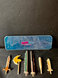 Image 5 of Samurai Block’em Pop’em WoodBots with weapon set of 6(Blue Special Edition)
