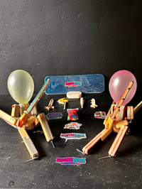 Image 1 of Samurai Block’em Pop’em WoodBots with weapon set of 6(Blue Special Edition)
