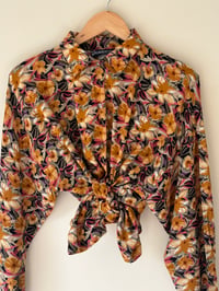 Image 1 of Vintage Garment Co Floral Viscose Blouse | Gold Buttons | Size 16 (Small Sizing)