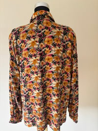 Image 3 of Vintage Garment Co Floral Viscose Blouse | Gold Buttons | Size 16 (Small Sizing)