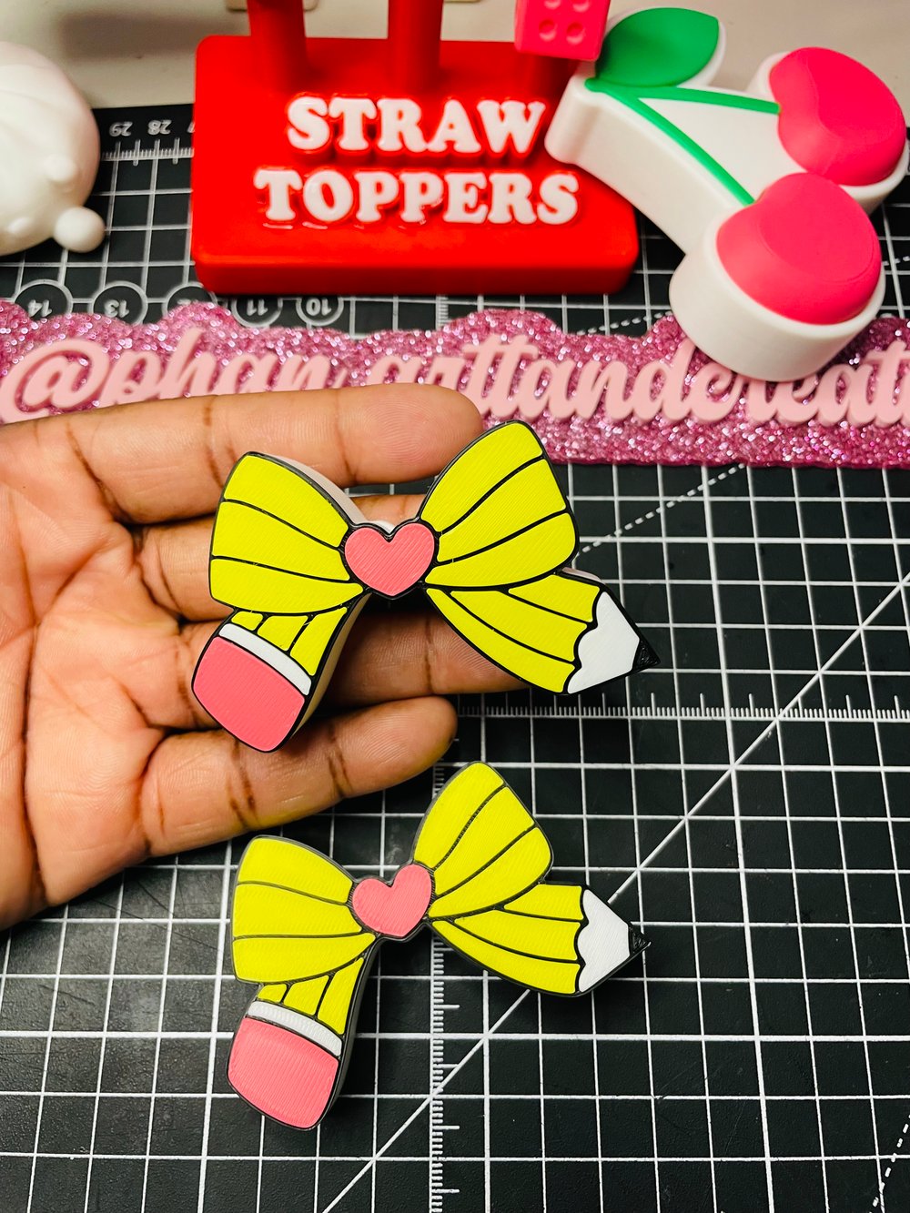 Image of Bow pencil straw topper