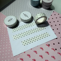 Image 1 of polka dot washi tape white/black