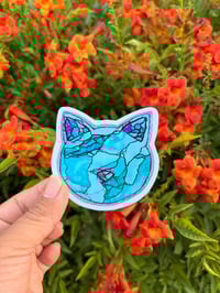Watercolor Turquoise Cat Sticker