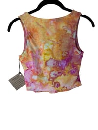 Image 5 of S Crop Fitted V Tank in Warm Bright Ice Dye
