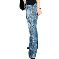 Image 1 of Womens Gap Up Cycled Jeans SZ12 Custom painted animal print w- silver studs Vintage 2011