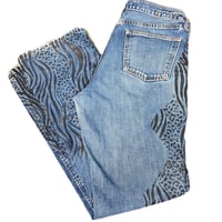 Image 8 of Womens Gap Up Cycled Jeans SZ12 Custom painted animal print w- silver studs Vintage 2011