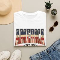 Image 2 of America's 250th Anniversary 1776 T-Shirt, Patriotic Vintage Flag Design, America EST 1776