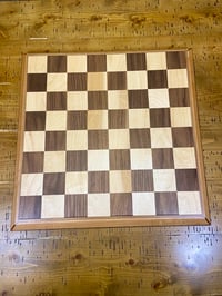 Image 2 of Premium Swivel Chess Board • 2.25" Maple/Walnut Squares • Cherry & Walnut Frame