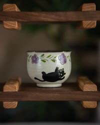 Image 4 of Hand-Painted Black Cat Ceramic Cup