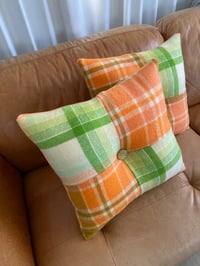 Image 2 of Green Orange Check Cushion
