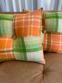 Image 3 of Green Orange Check Cushion