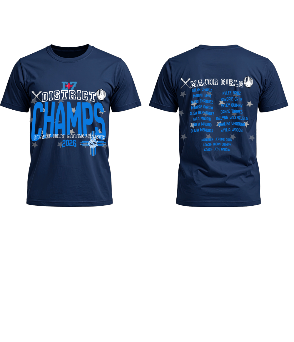 Image of Major Girls District Champs SCLL Navy Gildan 50/50 Tee