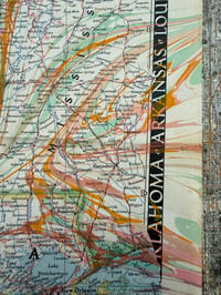 Image 5 of Vintage 'NAT GEO' Hand Marbled Map - U.S South Central one-of-a-kind