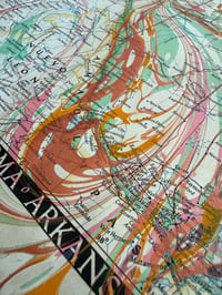 Image 6 of Vintage 'NAT GEO' Hand Marbled Map - U.S South Central one-of-a-kind