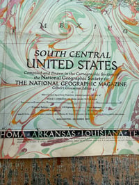 Image 7 of Vintage 'NAT GEO' Hand Marbled Map - U.S South Central one-of-a-kind