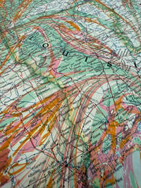 Image 1 of Vintage 'NAT GEO' Hand Marbled Map - U.S South Central one-of-a-kind