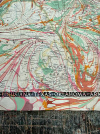 Image 4 of Vintage 'NAT GEO' Hand Marbled Map - U.S South Central one-of-a-kind