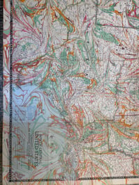 Image 10 of Vintage 'NAT GEO' Hand Marbled Map - U.S South Central one-of-a-kind