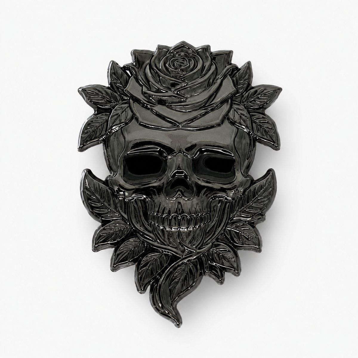 The Thorned King Black Rose Skull Enamel Pin | VibeePins