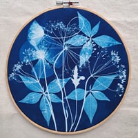 Image 1 of Mixed Flowers 8 inch Cyanotype Hoop