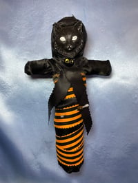 Good Luck Black Cat With Orange Trim Voodoo Doll by Ugly Shyla 