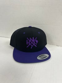 ORIGINAL NYHC NEW YORK HARDCORE SNAPBACK HAT BLACK WITH PURPE BRIM