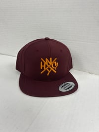 ORIGINAL NYHC NEW YORK HARDCORE SNAPBACK HAT MAROON WITH ORANGE LOGO