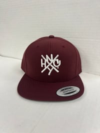 ORIGINAL NYHC NEW YORK HARDCORE SNAPBACK HAT MARRON WITH WHITE LOGO