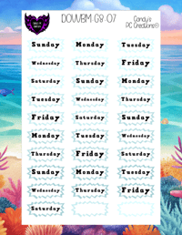 Image 8 of Day of the Week and Number Burst Planner Sticker O Font