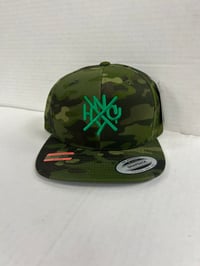 ORIGINAL NYHC NEW YORK HARDCORE SNAPBACK HAT CAMO WITH GREEN LOGO