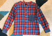 Image 1 of Go Hemp flat head collarless plaid shirt, made in Japan, size 2 (M)