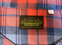 Image 3 of Go Hemp flat head collarless plaid shirt, made in Japan, size 2 (M)
