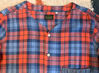 Image 2 of Go Hemp flat head collarless plaid shirt, made in Japan, size 2 (M)