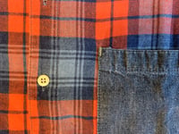 Image 6 of Go Hemp flat head collarless plaid shirt, made in Japan, size 2 (M)