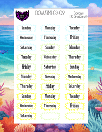 Image 9 of Day of the Week and Number Burst Planner Sticker O Font
