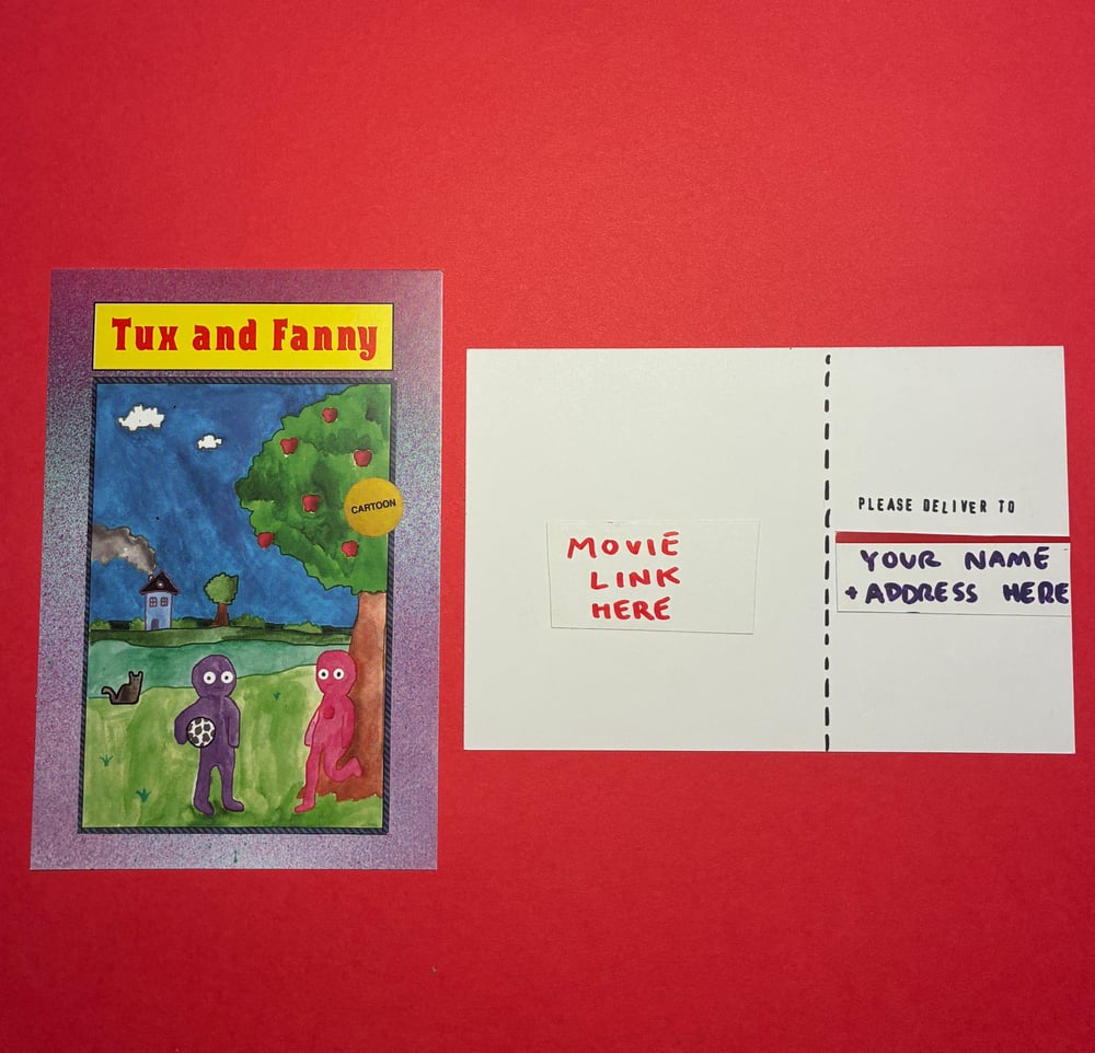 Tux and Fanny Movie Digital File (on a postcard)