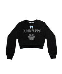 Image 1 of DUMB PUPPY RHINESTONE CROPPED CREWNECK