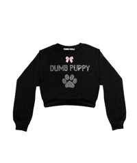 Image 2 of DUMB PUPPY RHINESTONE CROPPED CREWNECK