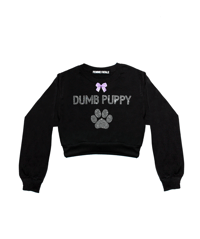 Image 3 of DUMB PUPPY RHINESTONE CROPPED CREWNECK