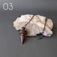 Image 3 of Hardwood Pendulum on Antique Brass Chain - I