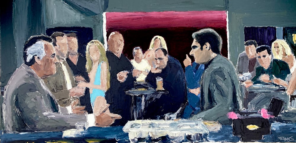 Image of Christopher celebrates with Paulie (original on canvas)