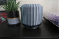Image 1 of Circular Ribbed Lamp Black With Base