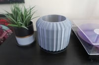 Image 2 of Circular Ribbed Lamp Black With Base