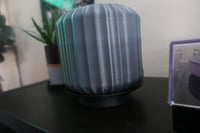 Image 3 of Circular Ribbed Lamp Black With Base