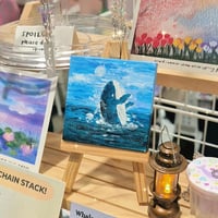 [Original Painting] Whale Canvas with easel