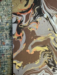 Image 4 of One-of-a-kind hand marbled paper  - Lace Agate on Brown