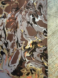 Image 1 of One-of-a-kind hand marbled paper  - Lace Agate on Brown
